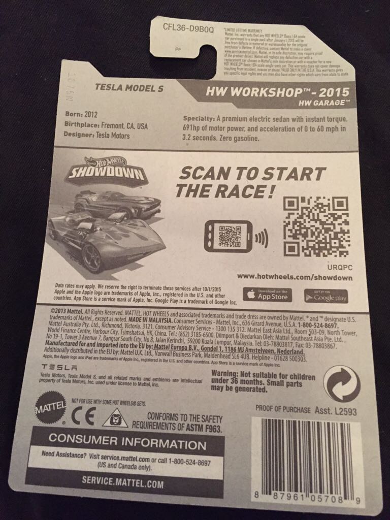 TESLA MODEL S - HW WORKSHOP toy car collectible - Main Image 2