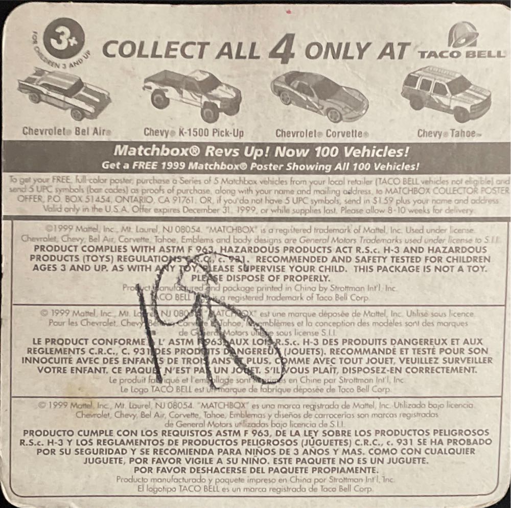 1957 Chevrolet Bel Air - Taco Bell Promo toy car collectible - Main Image 2