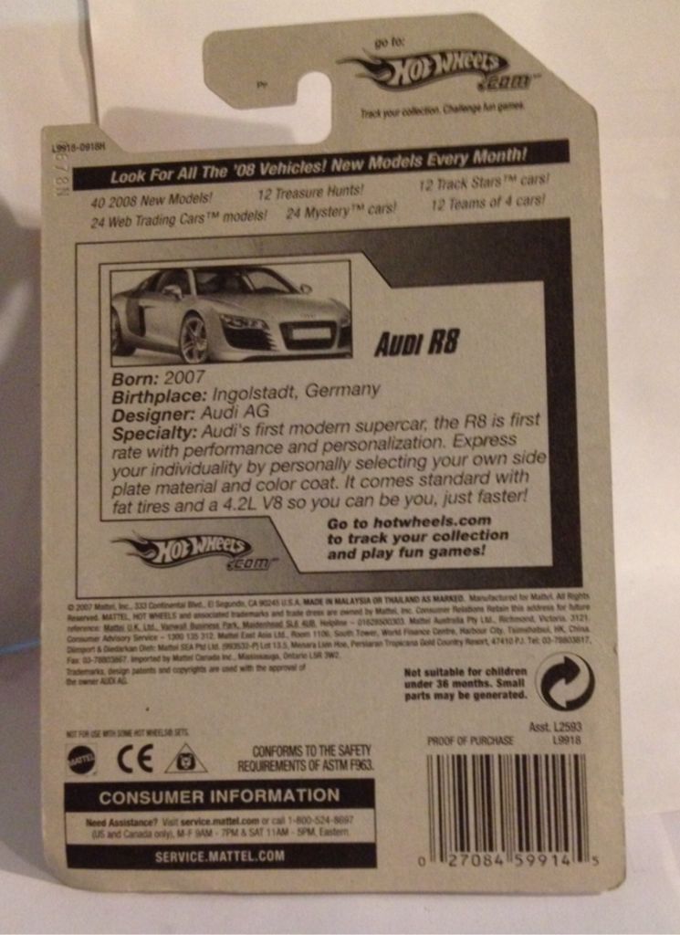 Audi R8 2008 New Models - First Edition toy car collectible - Main Image 2