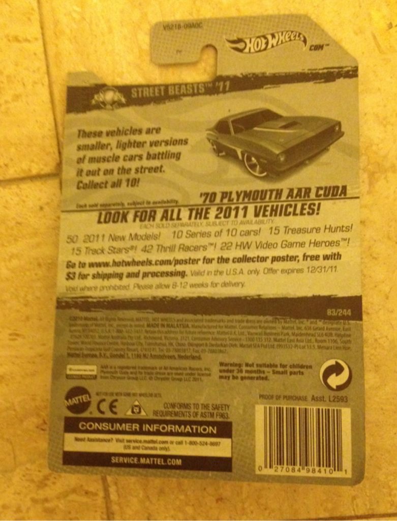 11 Hot Wheels - Street Beast toy car collectible - Main Image 2