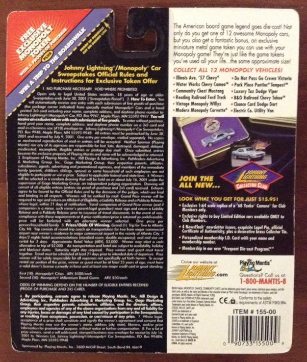 Monopoly Luxury Tax - Johnny Lightning - Monopoly toy car collectible - Main Image 2