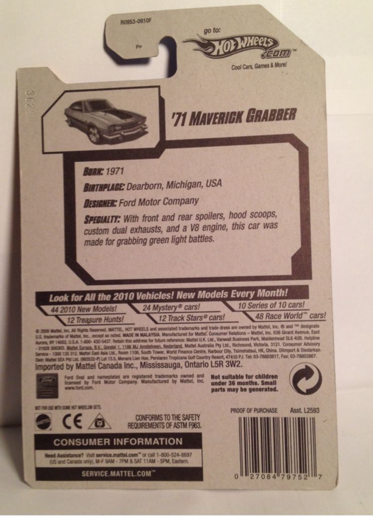 Ford Maverick Grabber, ’71 (Yellow) - 2010 New Models toy car collectible - Main Image 2