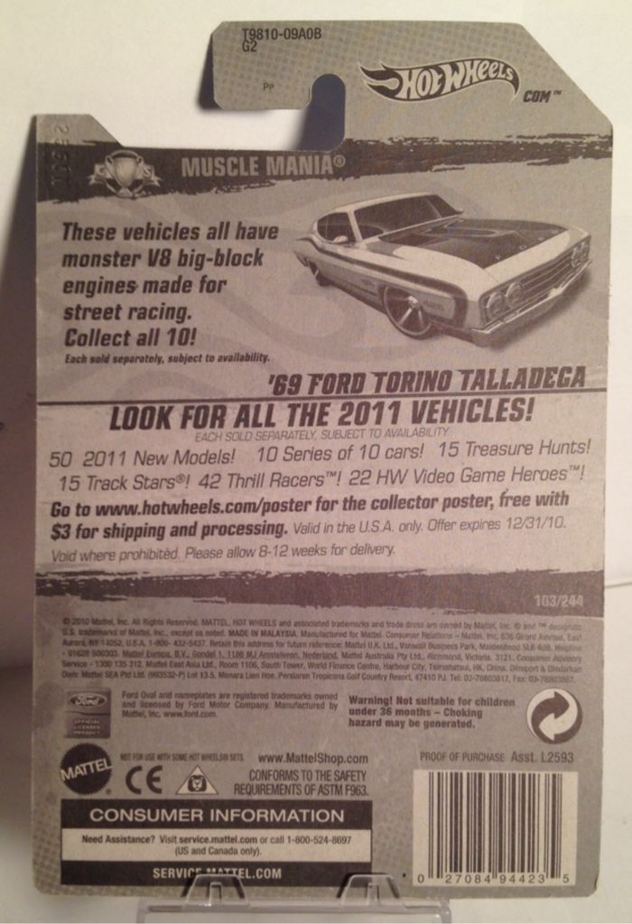 Ford Torino Talladega ‘69 White T9810-09A0A - Muscle Mania toy car collectible - Main Image 2