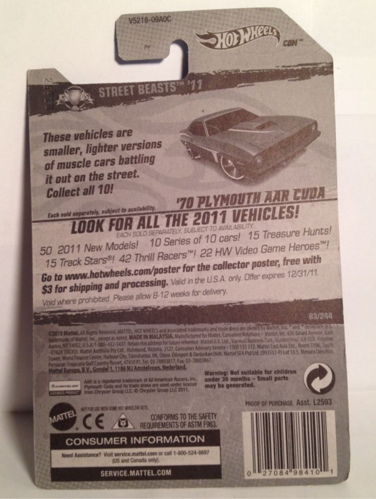 2011 Street Beast - HW Street Beasts toy car collectible - Main Image 2