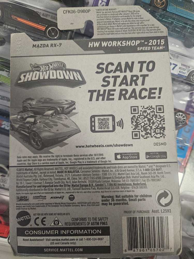 3/5 Mazda Rx-7 - 2015 - HW Workshop - Speed Team toy car collectible - Main Image 2