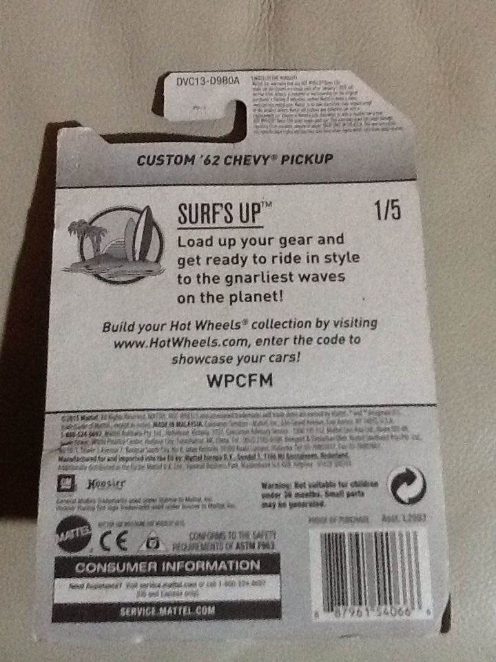 Custom ’62 Chevy - HW City 2015 - Surf Patrol toy car collectible - Main Image 2