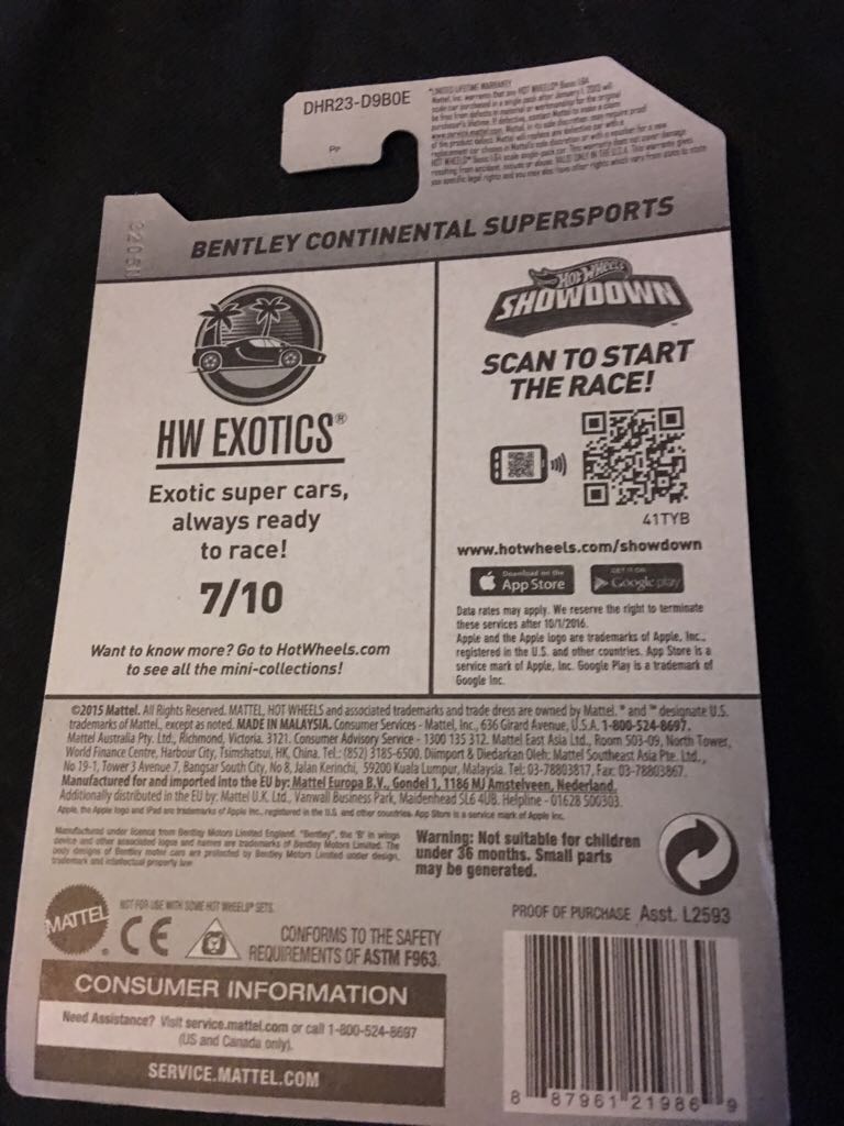 Bently Continental Supersports - HW Exotics toy car collectible - Main Image 2