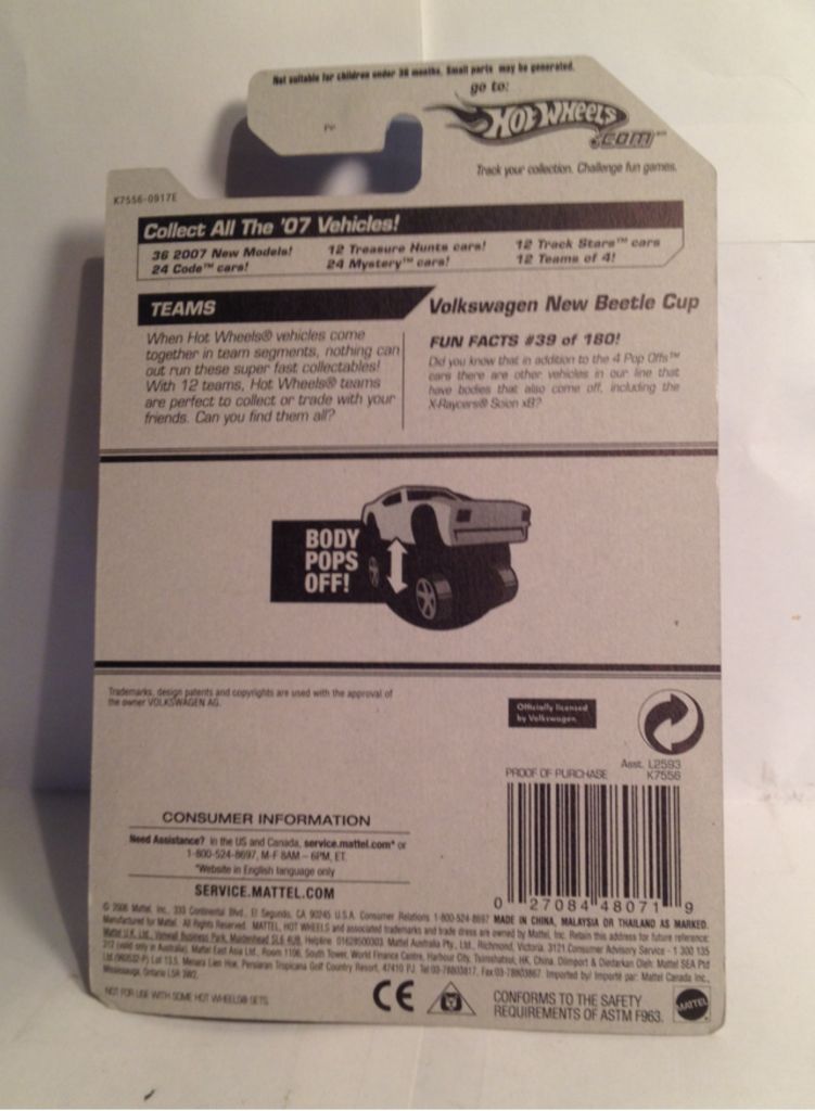 Vw New Beetle Cup - 2007 Pop-Offs toy car collectible - Main Image 2