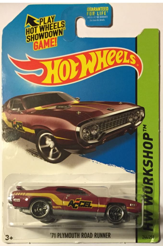 Plymouth Road Runner, 1971 - Mainline - HW Workshop toy car collectible - Main Image 1