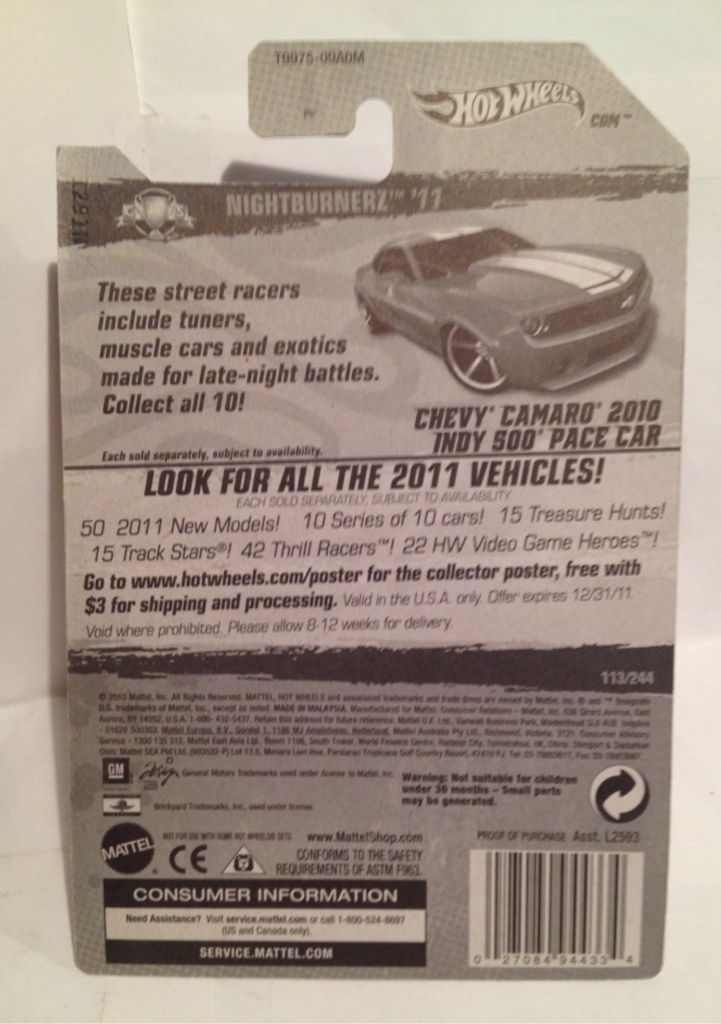Chevy Camaro 2010 Indy 500 Pace Car - Nightburnerz toy car collectible - Main Image 2