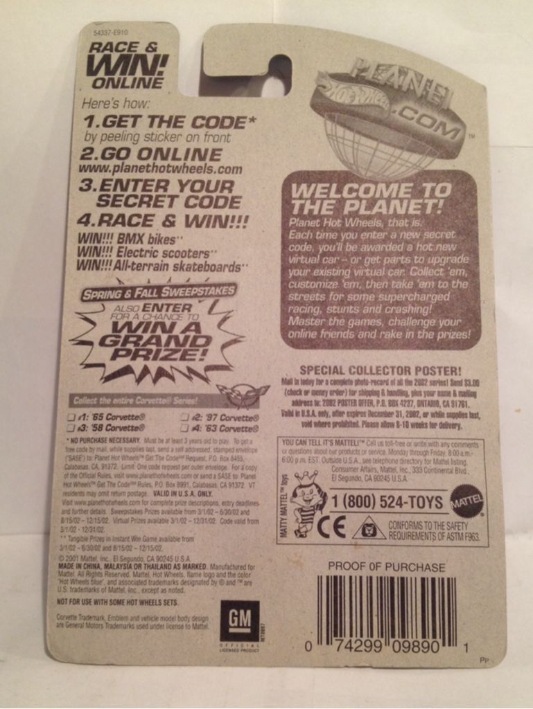 2002 Mainline - Corvette toy car collectible - Main Image 2