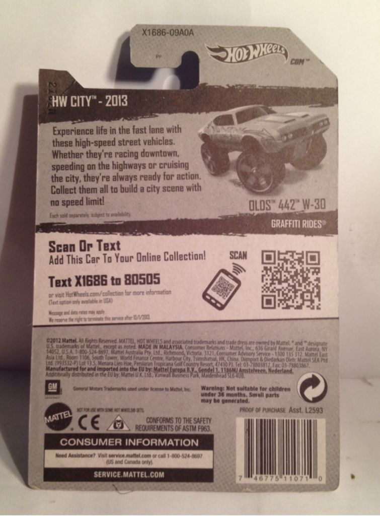 2013 HW City - HW City Graffiti Rides toy car collectible - Main Image 2