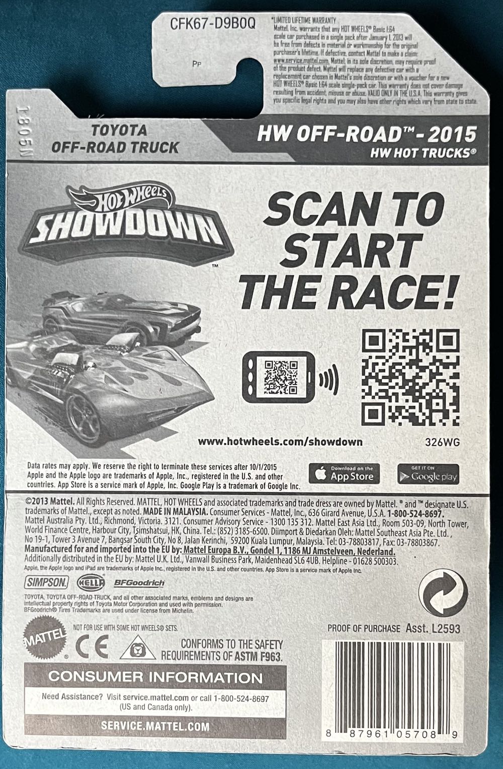 Toyota Off-Road Truck - 2015 - HW Off-Road - Hot Trucks toy car collectible - Main Image 2