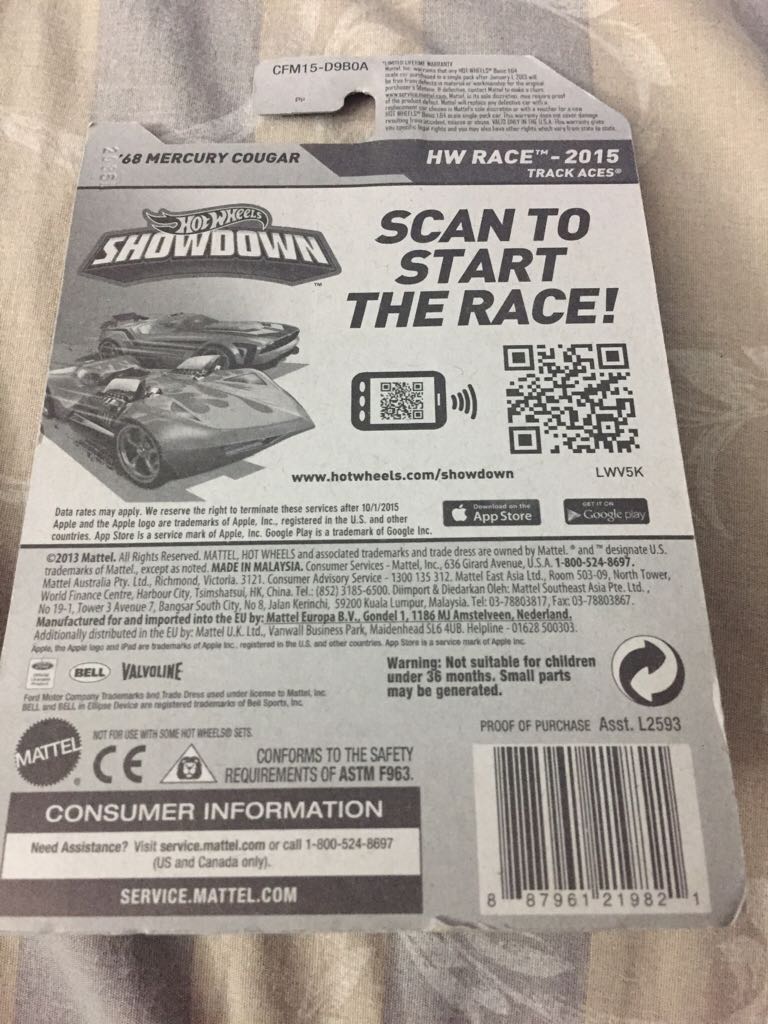 ’68 Mercury Cougar - HW Race  Track Aces toy car collectible - Main Image 2