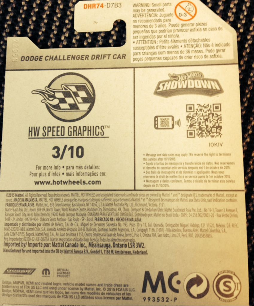 Dodge Challenger Drift Car - 2016 - HW SPEED GRAPHICS toy car collectible - Main Image 2