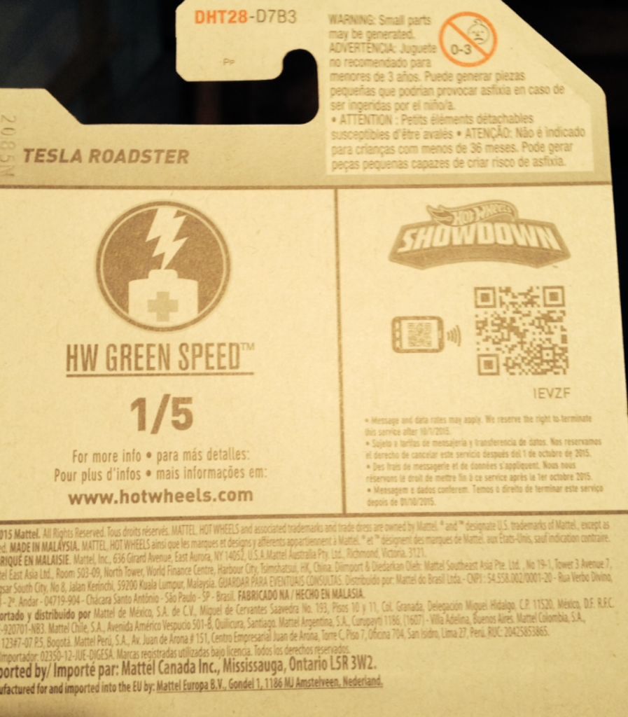 Tesla Roadster - HW Green Speed toy car collectible - Main Image 2