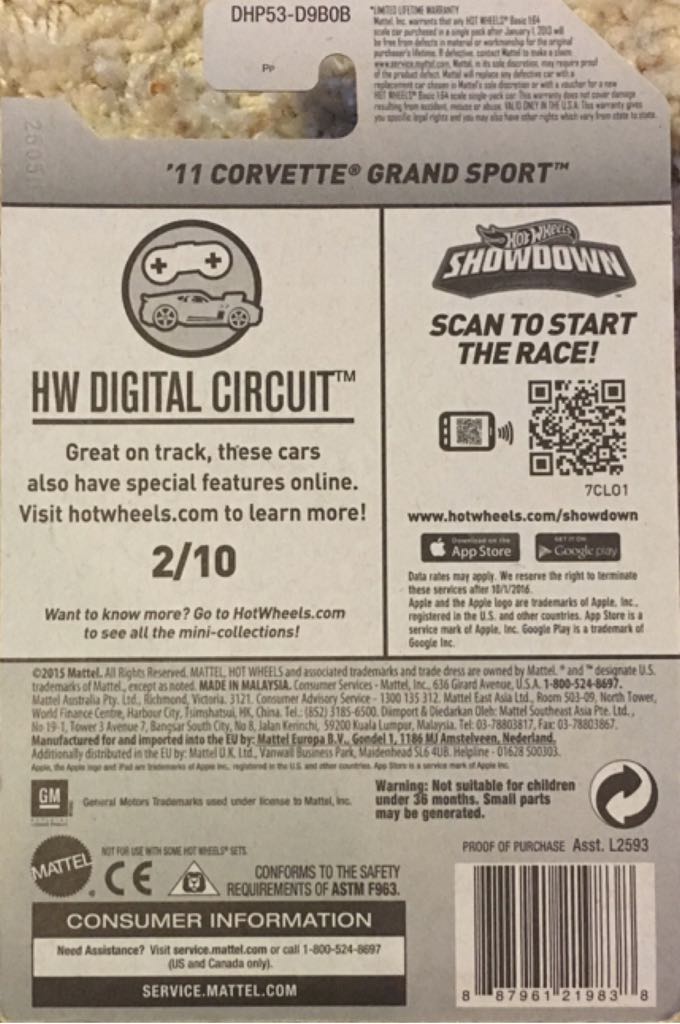 ‘11 Corvette Grand Sport(Treasure Hunt) - HW Digital Circuit toy car collectible - Main Image 2