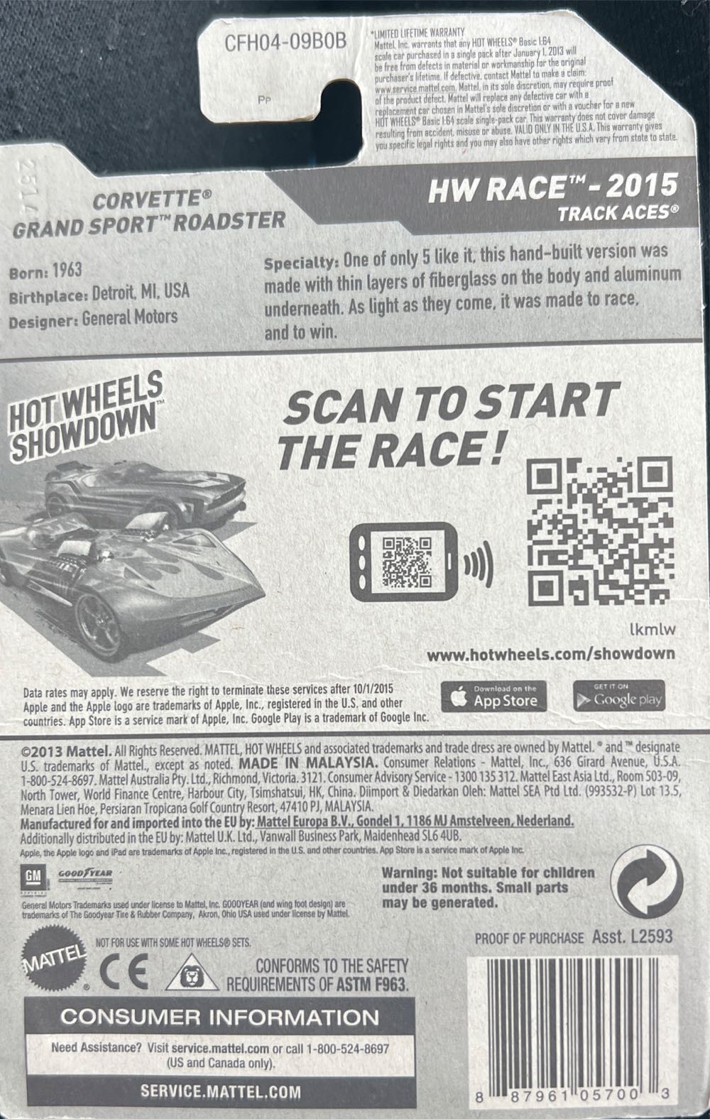 Chevy ‘63 Corvette Grand Sport Roadster - HW Race toy car collectible - Main Image 3