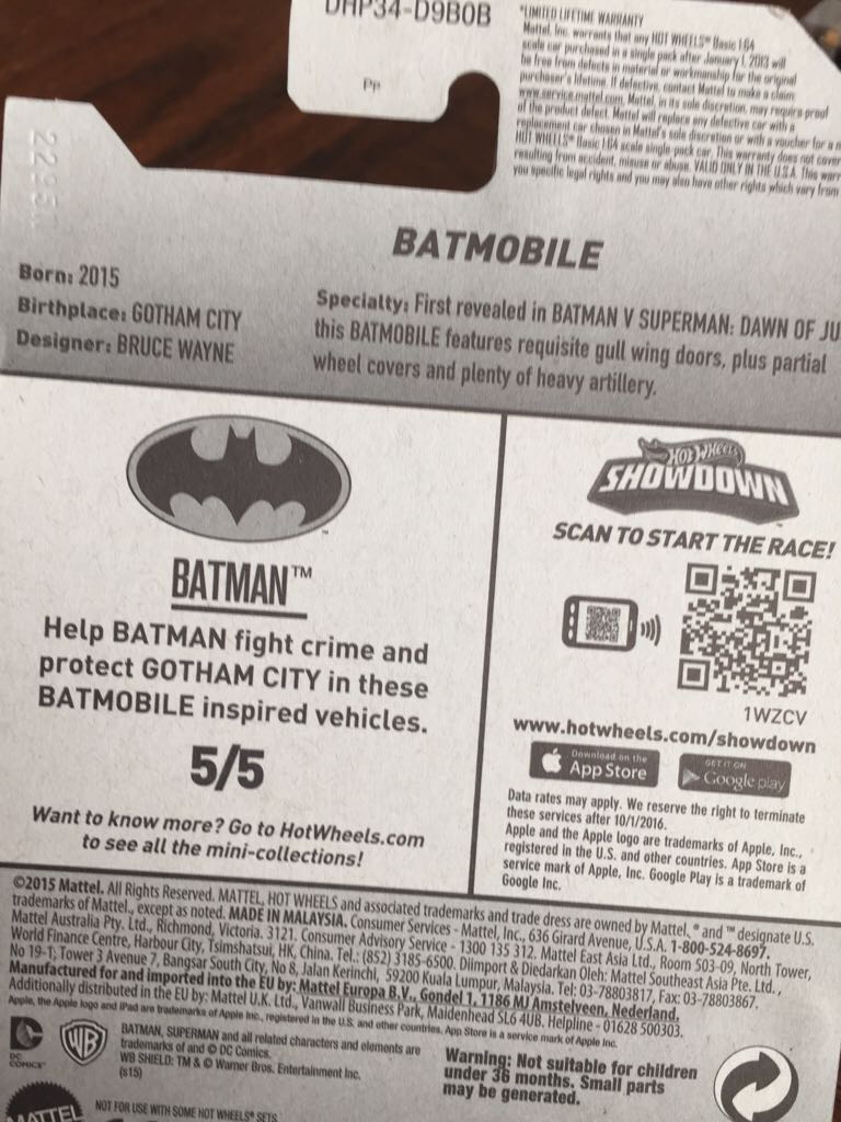 Batmobile - ’16 Batman toy car collectible - Main Image 2