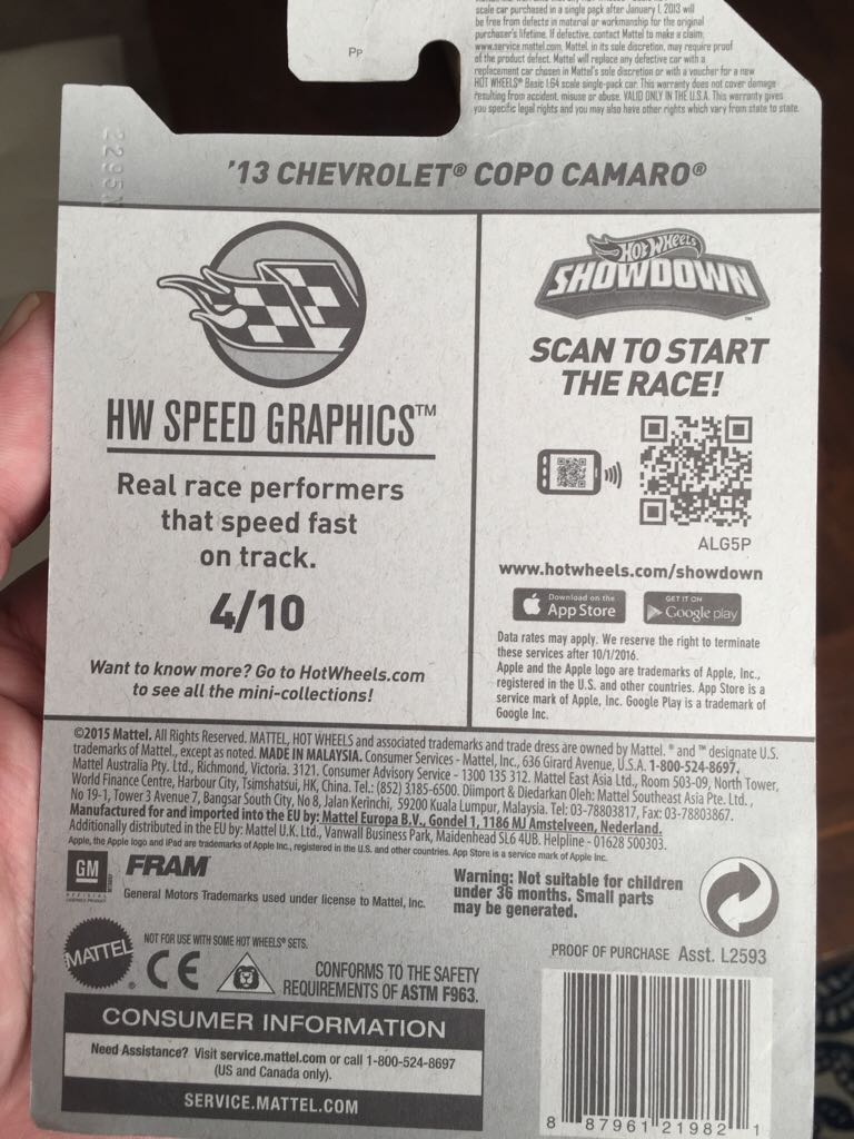 ‘13 Chevrolet COPO Camaro - HW Speed Graphics toy car collectible - Main Image 2