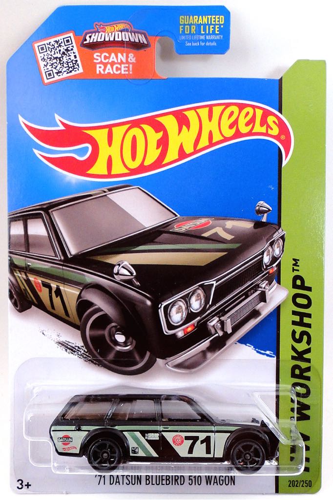 71 Datsun Bluebird 510 Wagon - HW Workshop - 2015 Night Burnerz toy car collectible - Main Image 2