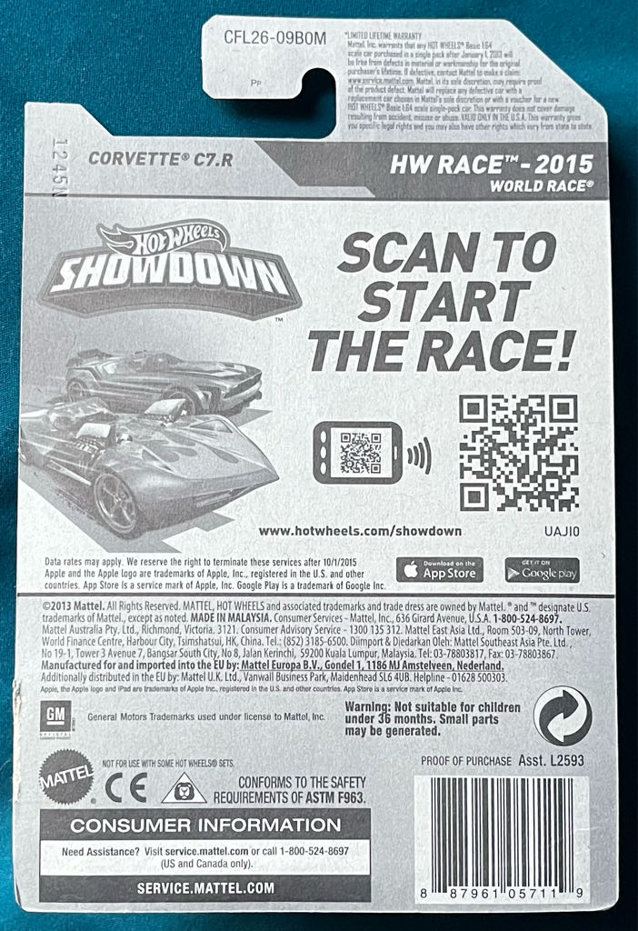 2013 Corvette C7.R - HW Race - 2015 World Race toy car collectible - Main Image 2