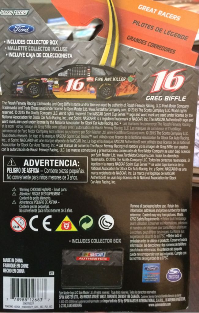 Greg Biffle #16. 1 Of 1750 - NASCAR Sprint Cup Series toy car collectible - Main Image 2