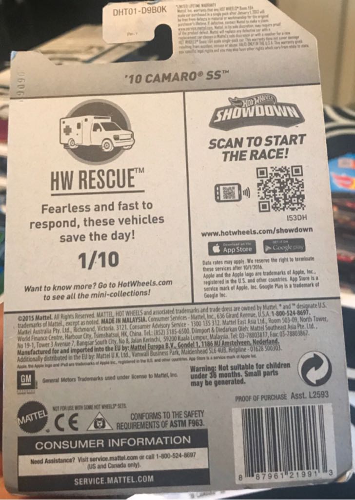 10 Camaro SS - 16 HW Rescue toy car collectible - Main Image 2