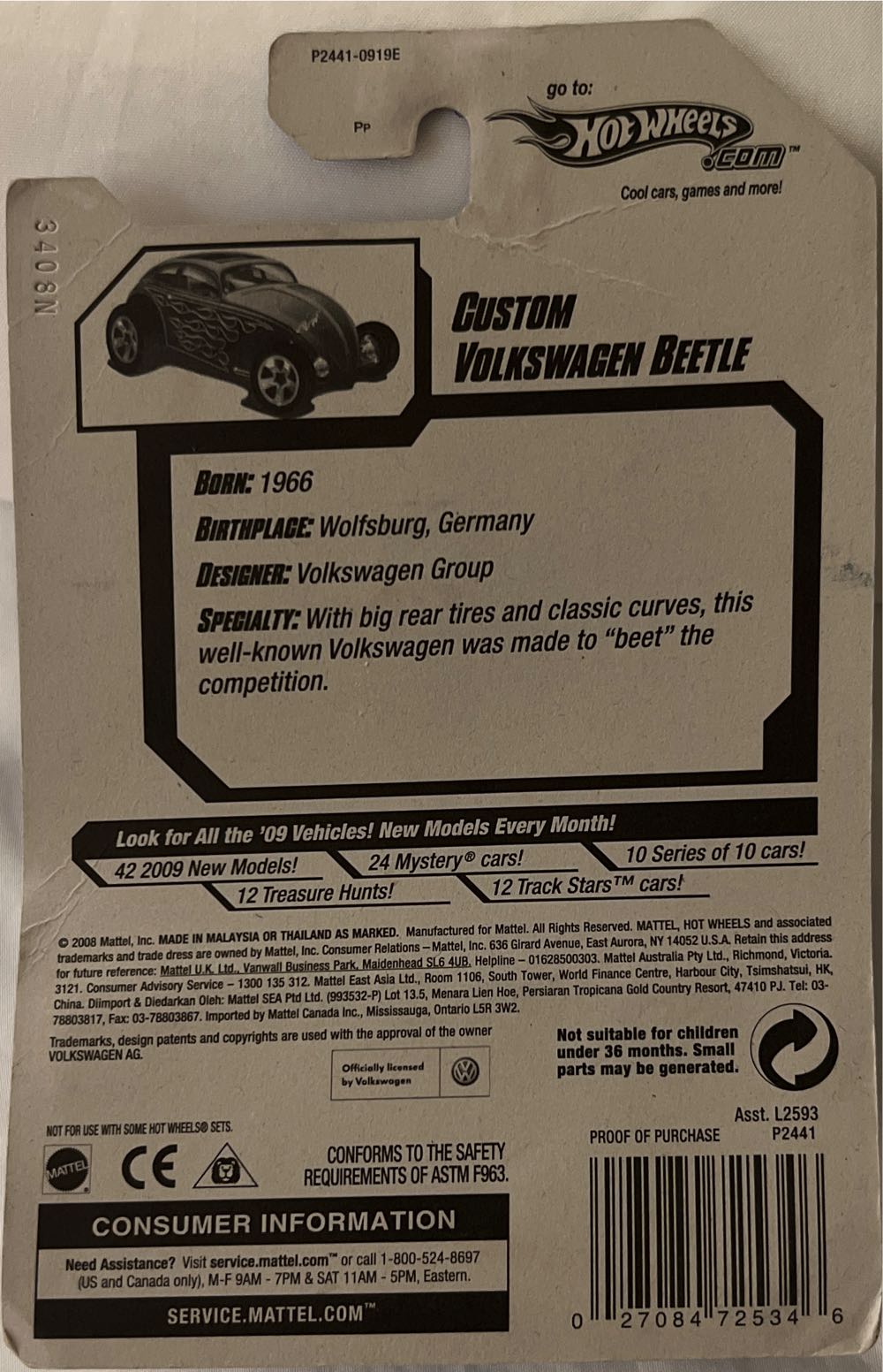 HW Custom Volkswagen Beetle - Heat Fleet ’09 toy car collectible - Main Image 2