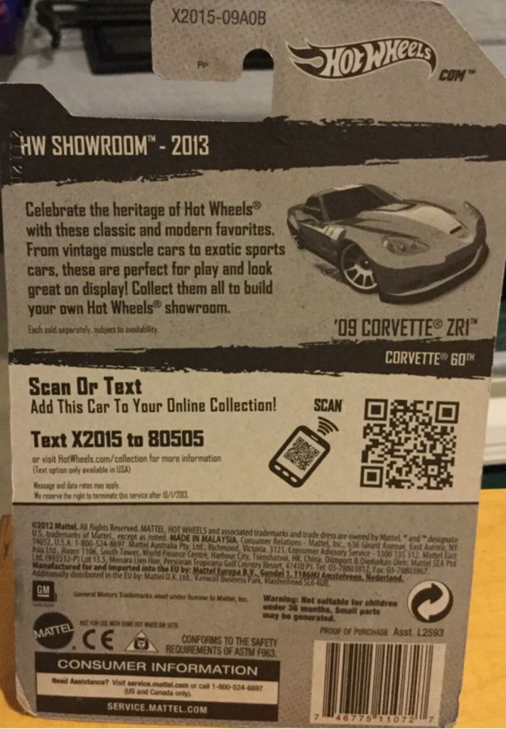 ’09 Corvette ZR1 - HW Showroom toy car collectible - Main Image 2