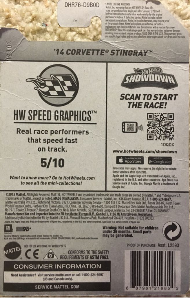 5/10 ‘14 Corvette Stingray - 2016 - HW Speed Graphics™️ toy car collectible - Main Image 2