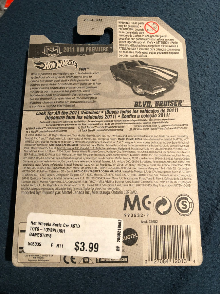 Blvd. Bruiser (Loose) - 2011 HW Premiere toy car collectible - Main Image 2