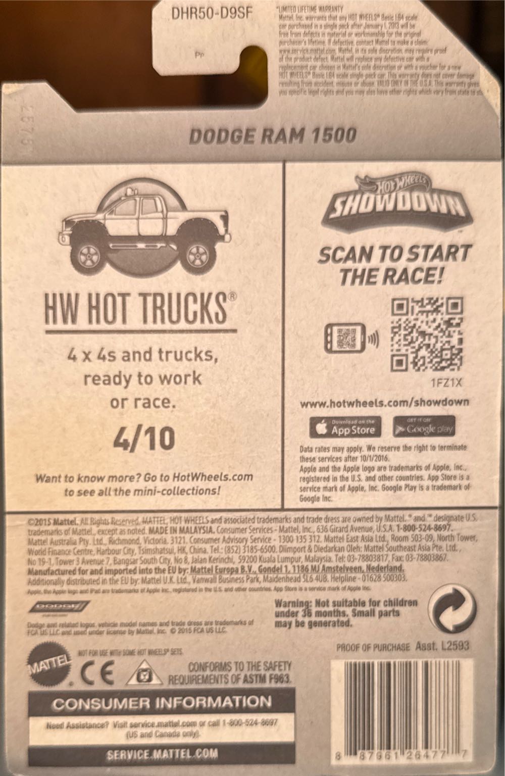 Dodge Ram 1500 - ’16 HW Hot Trucks toy car collectible - Main Image 3