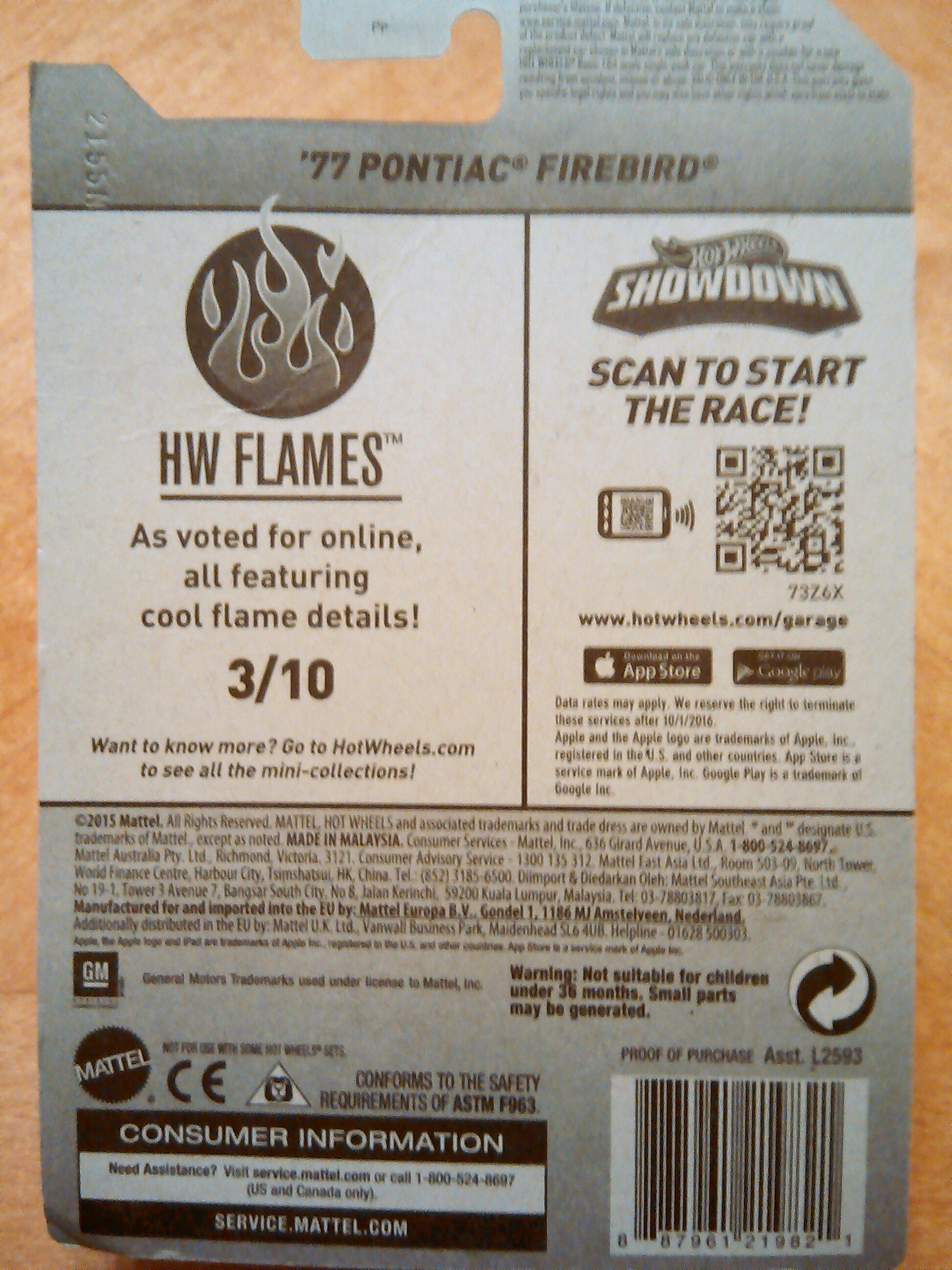 ’77 Pontiac Firebird - HW Flames toy car collectible - Main Image 2