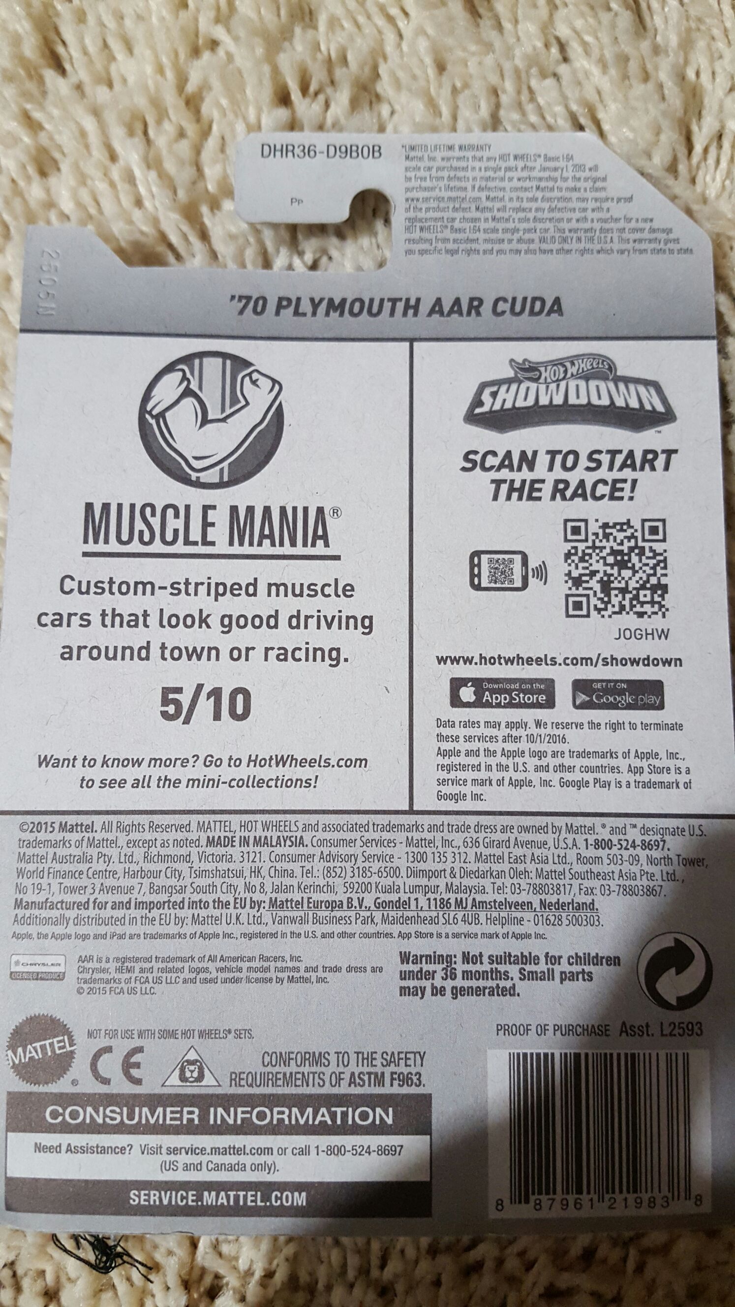 1970 Plymouth AAR Cuda - ’15 Muscle Mania toy car collectible - Main Image 2
