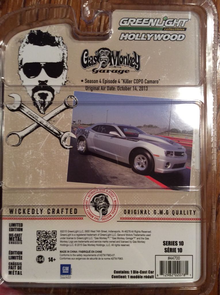 Greenlight Hollywood Gas Monkey Garage 2013 Chevrolet Copo Camaro Green Machine - 2015 Greenlight Hollywood Series 10 toy car collectible - Main Image 2