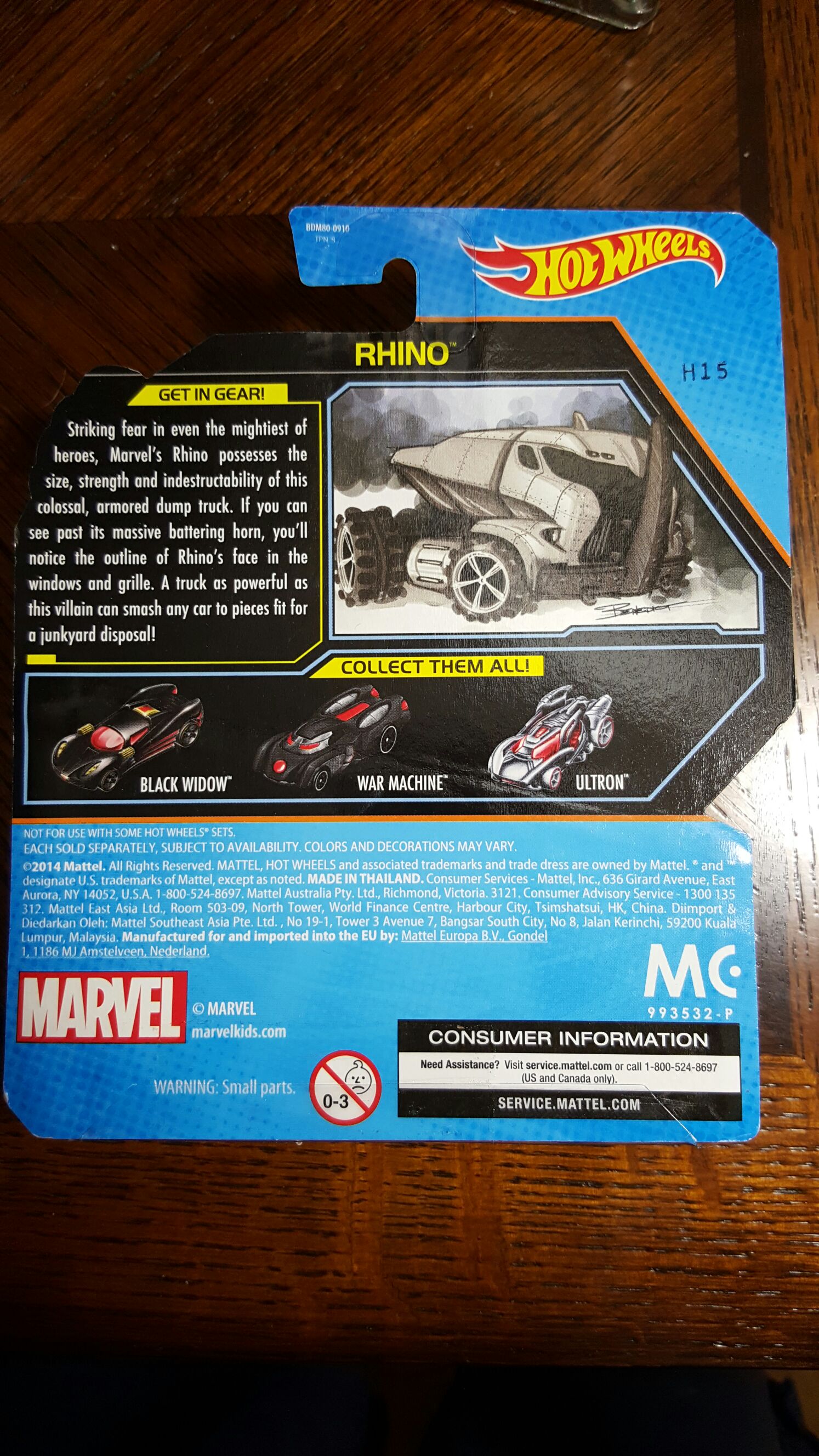 Marvel: Rhino - 15 HW POP Culture - Marvel toy car collectible - Main Image 2