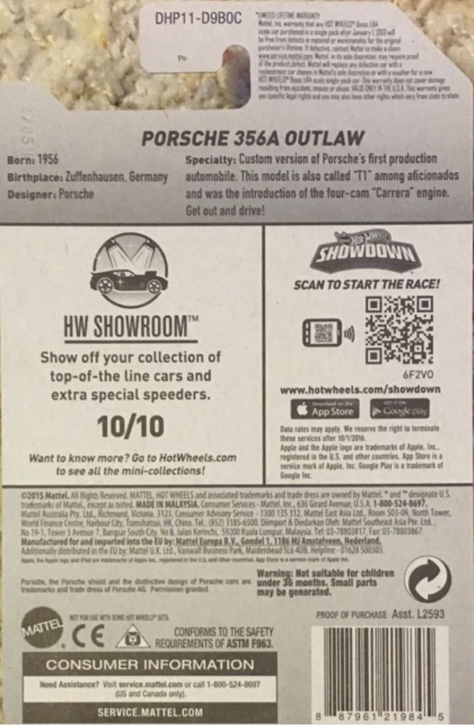 Porsche 356A Outlaw - 2016 HW Showroom toy car collectible - Main Image 2