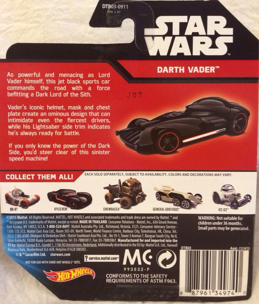Hot Wheels Star Wars Darth Vader - HW Star Wars Character Cars toy car collectible - Main Image 2