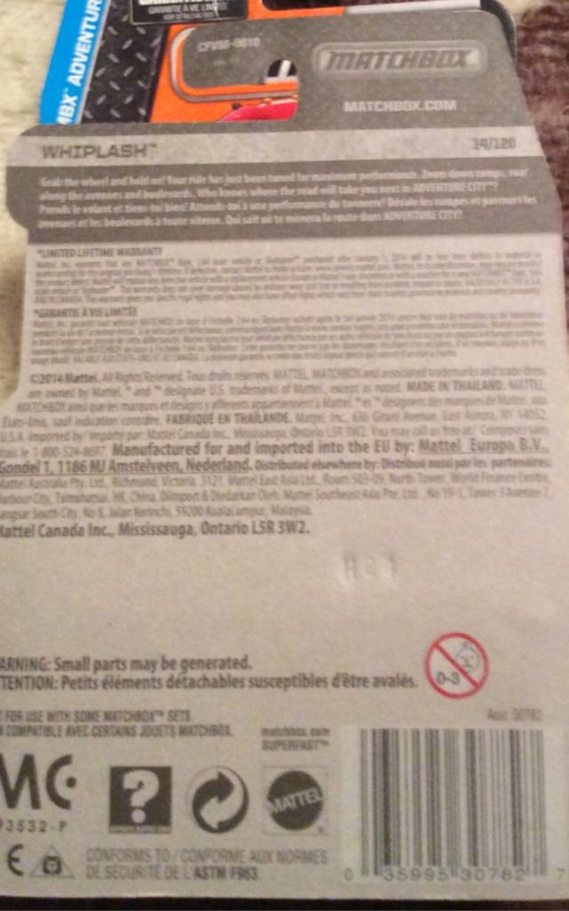 Matchbox Whiplash 2014 - MBX Adventure City 2015 toy car collectible - Main Image 2