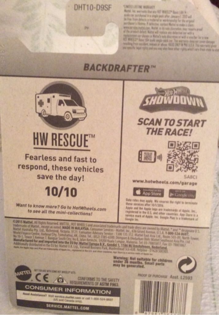 Backdrafter - 2016 HW Rescue toy car collectible - Main Image 2