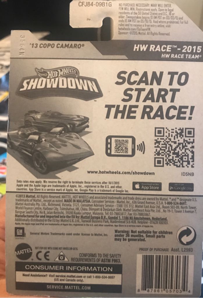 13 Copo Camaro - 15 HW Race toy car collectible - Main Image 2