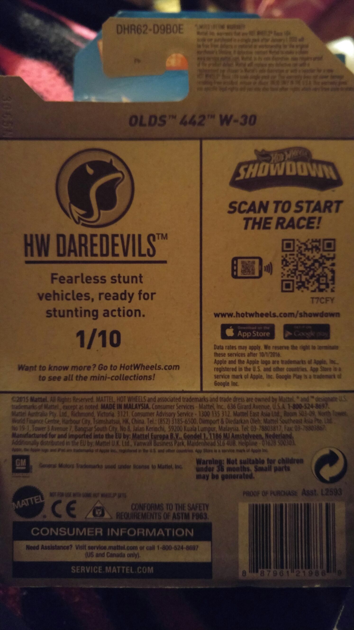 Olds 442 W-30 - 2016 HW Daredevils toy car collectible - Main Image 2