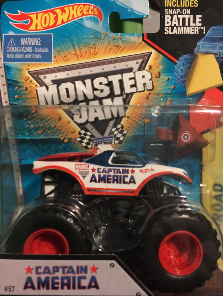 Marvel: Monster Jam: Captain America w/ Slammer  toy car collectible - Main Image 1