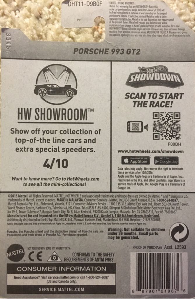 Porsche 993 GT2 - HW Showroom toy car collectible - Main Image 2