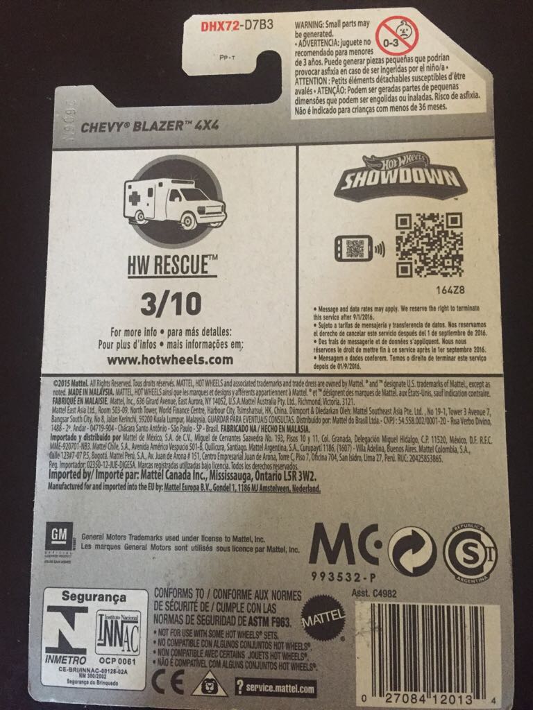 Chevy Blazer 4x4 - HW Rescue toy car collectible - Main Image 2