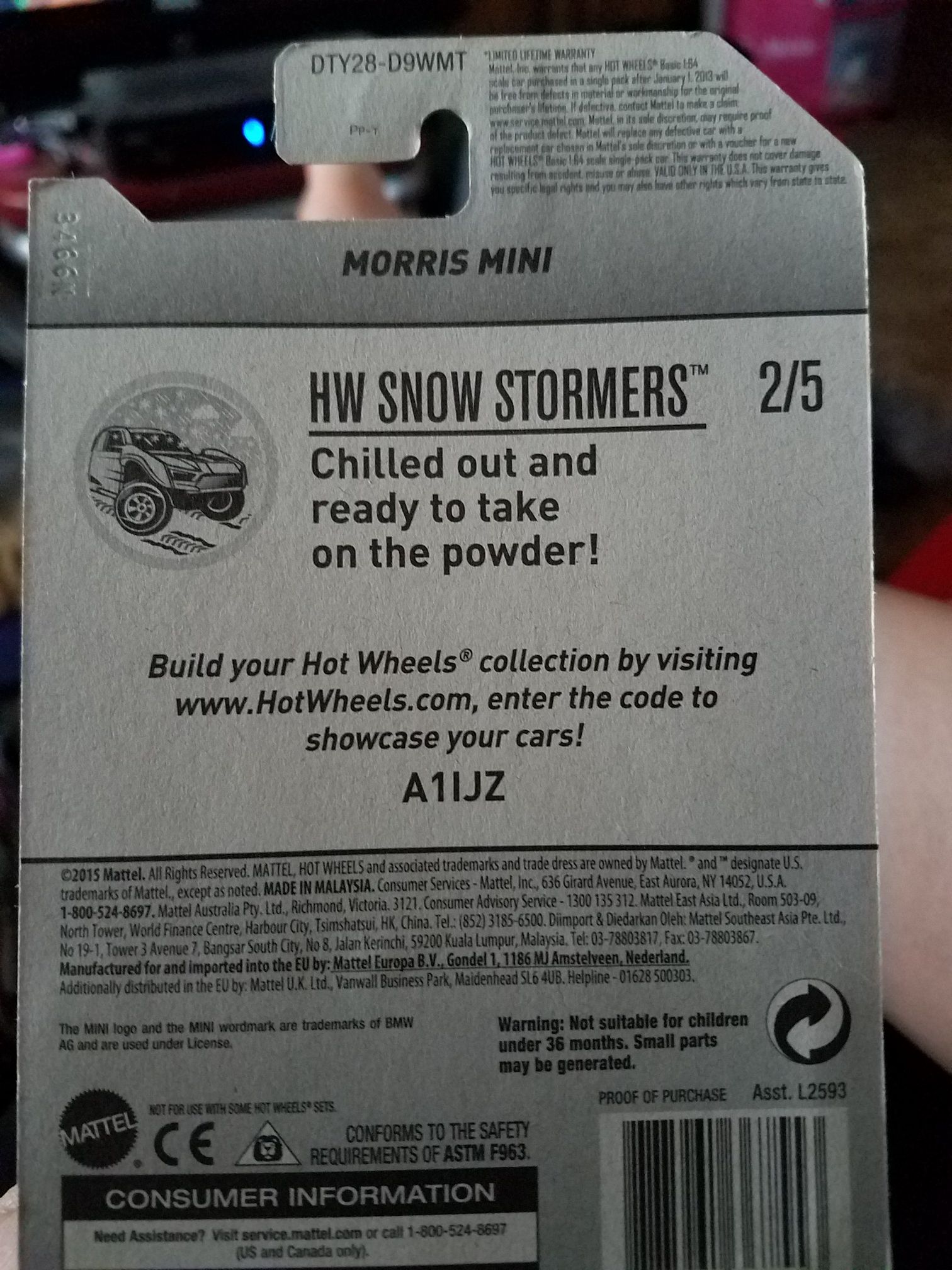 Morris Mini - HW Snow Stormers toy car collectible - Main Image 2