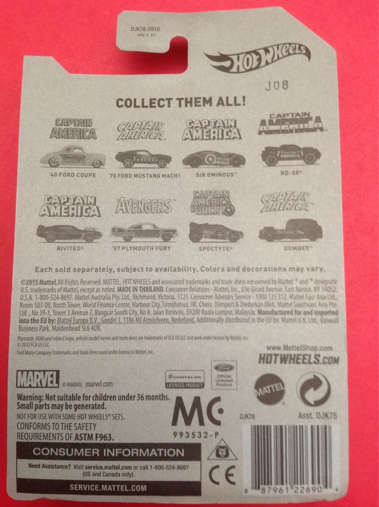’57 Plymouth Fury - HW Captain America toy car collectible - Main Image 2