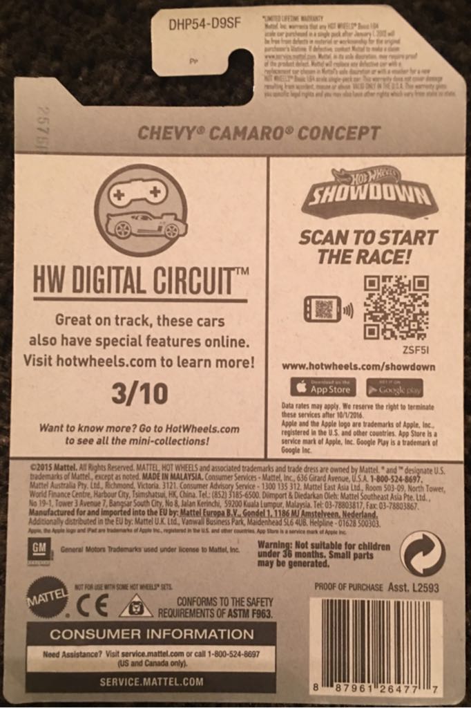 Chevy Camaro Concept - 2016 - HW Digital Circuit toy car collectible - Main Image 2