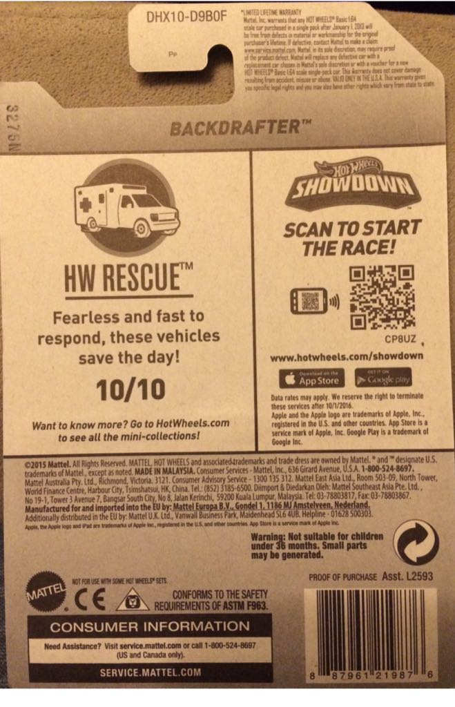 Backdrafter - 2016 - HW Rescue toy car collectible - Main Image 2